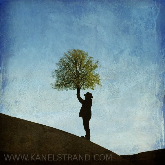 Surreal art print, fantasy photo, dreamscapes, man and tree, abstract photography, The End of The World 8x8