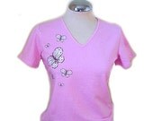 T-Shirt Butterfly pink 100% cotton