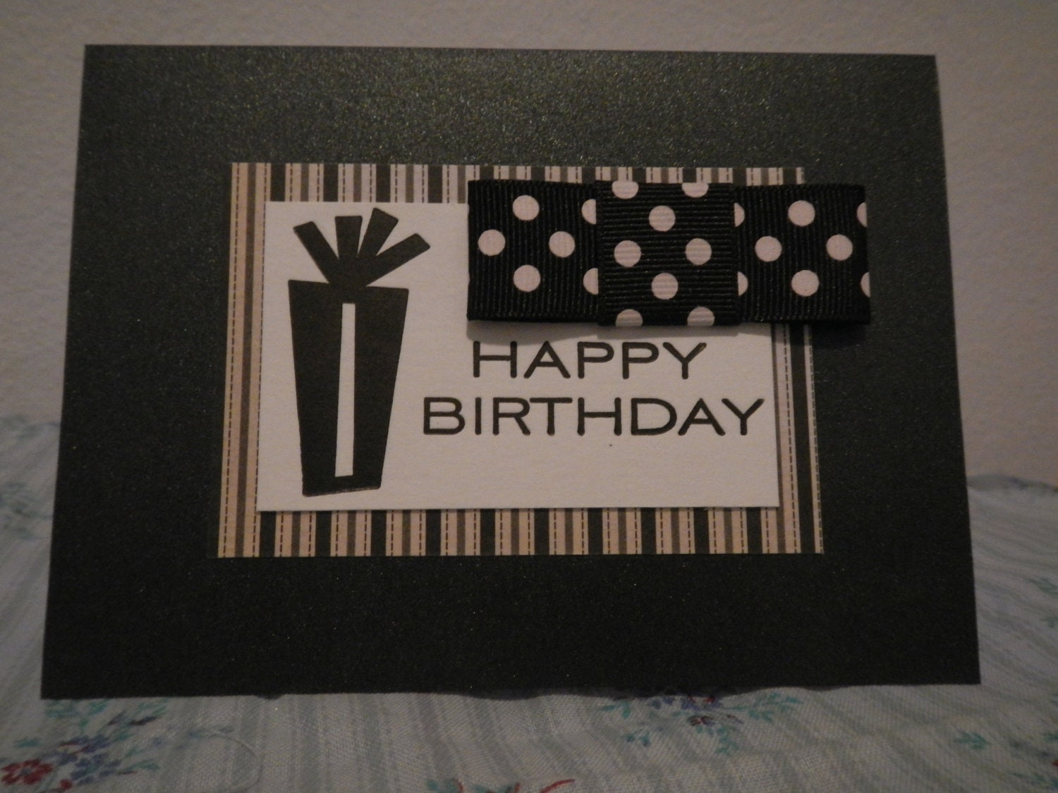 Happy Birthday Card Black and White