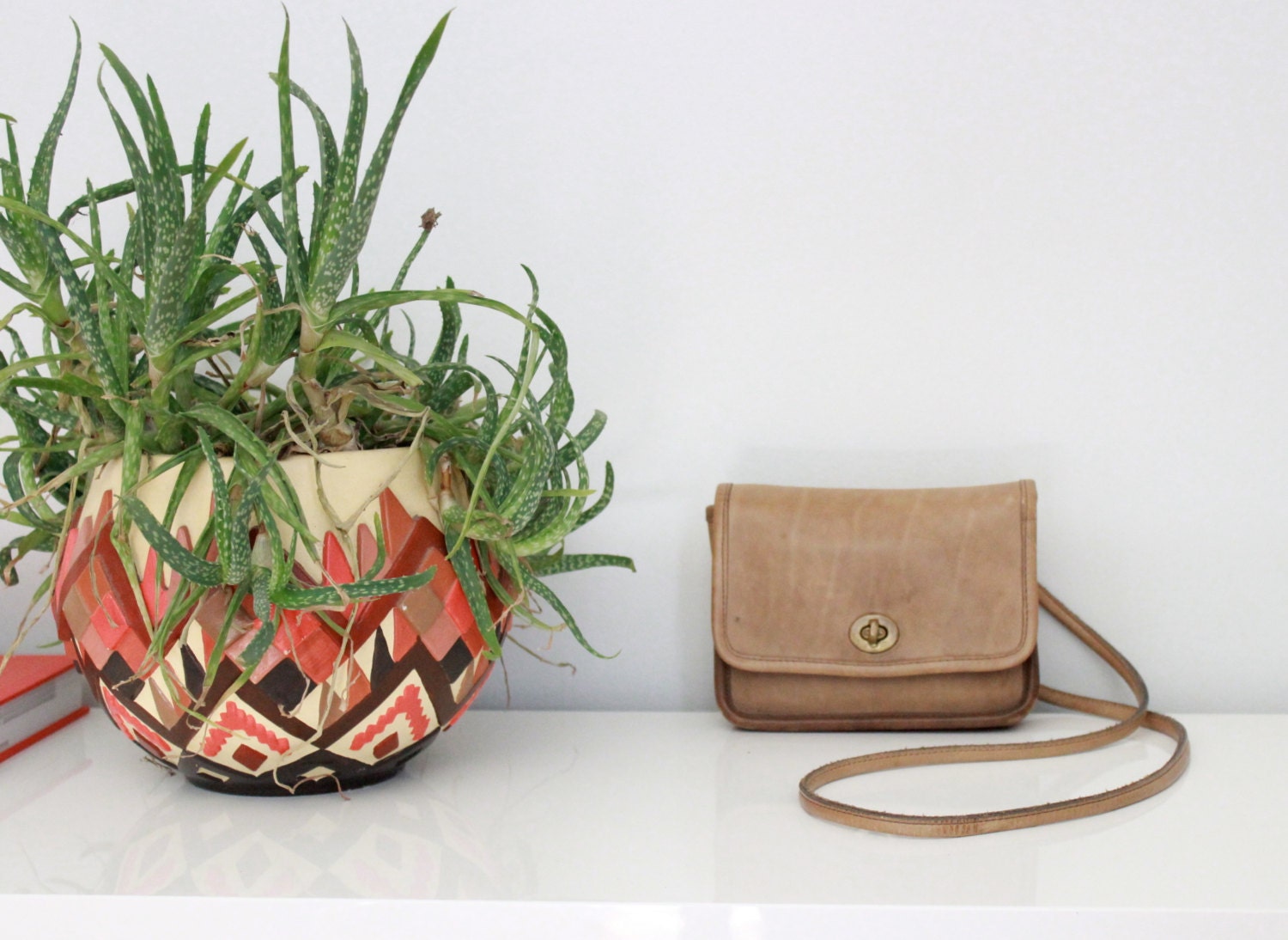 Vintage COACH Leather Mini Messenger Bag in Camel Tan