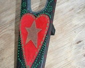 Brightly Painted Boot Jack with Star Heart design