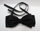 Solid Black Bow Bandeau (100% cotton fabric)