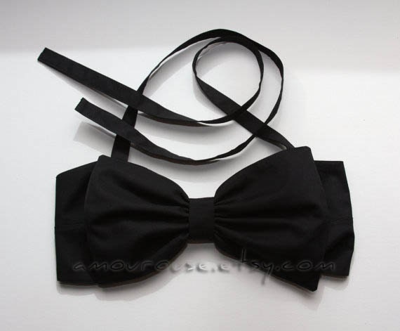 Solid Black Bow Bandeau (100% cotton fabric)