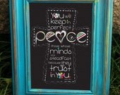 Scripture Art, Christian Art, Groovy Goodness - Peace cross, canvas-mounted framed art (5x7)