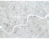 London England watercolor City Map Large Painting Hand Painted Map