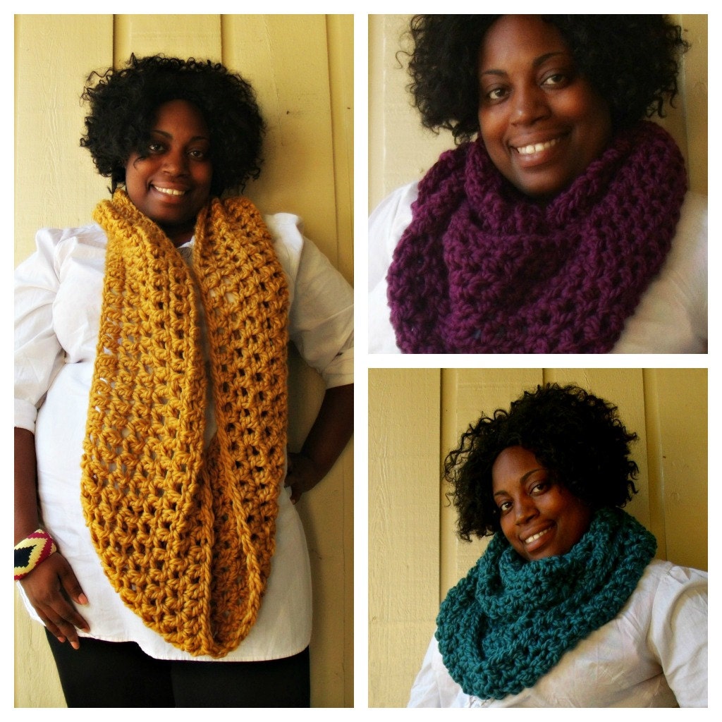 Infinity Scarf You Choose Color Crochet Oversized Cowl