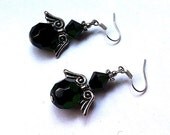 sterling silver angel earrings with black crystals for mothers day