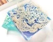 LOOFAH SOAP, Ice Blue, Scented in Honey & Pearberry, Vegetable Based, Handmade