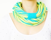 FREE SHIPPING // SCARF // Infinity Eternity Scarf Noodle Scarves Cotton Fashion Circle Necklace Chunky Cowl Turquoise Green Yellow - Sudrishta