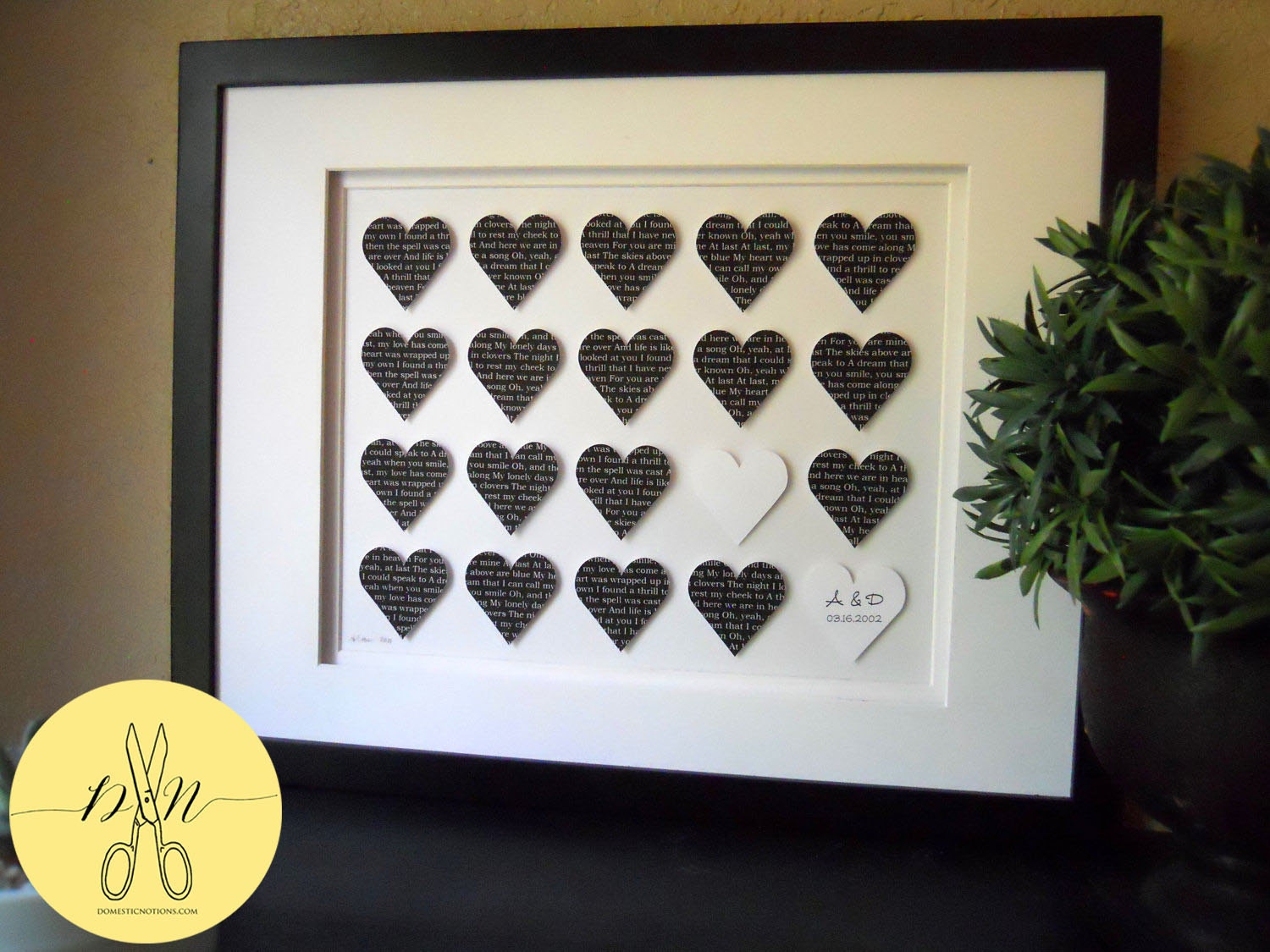 Wedding Present, Personalized First Dance Lyric Hearts - Wedding Vows, Unique anniversary present