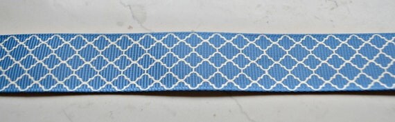 French blue quatrefoil 7/8" grosgrain ribbon- wedding Il_570xn