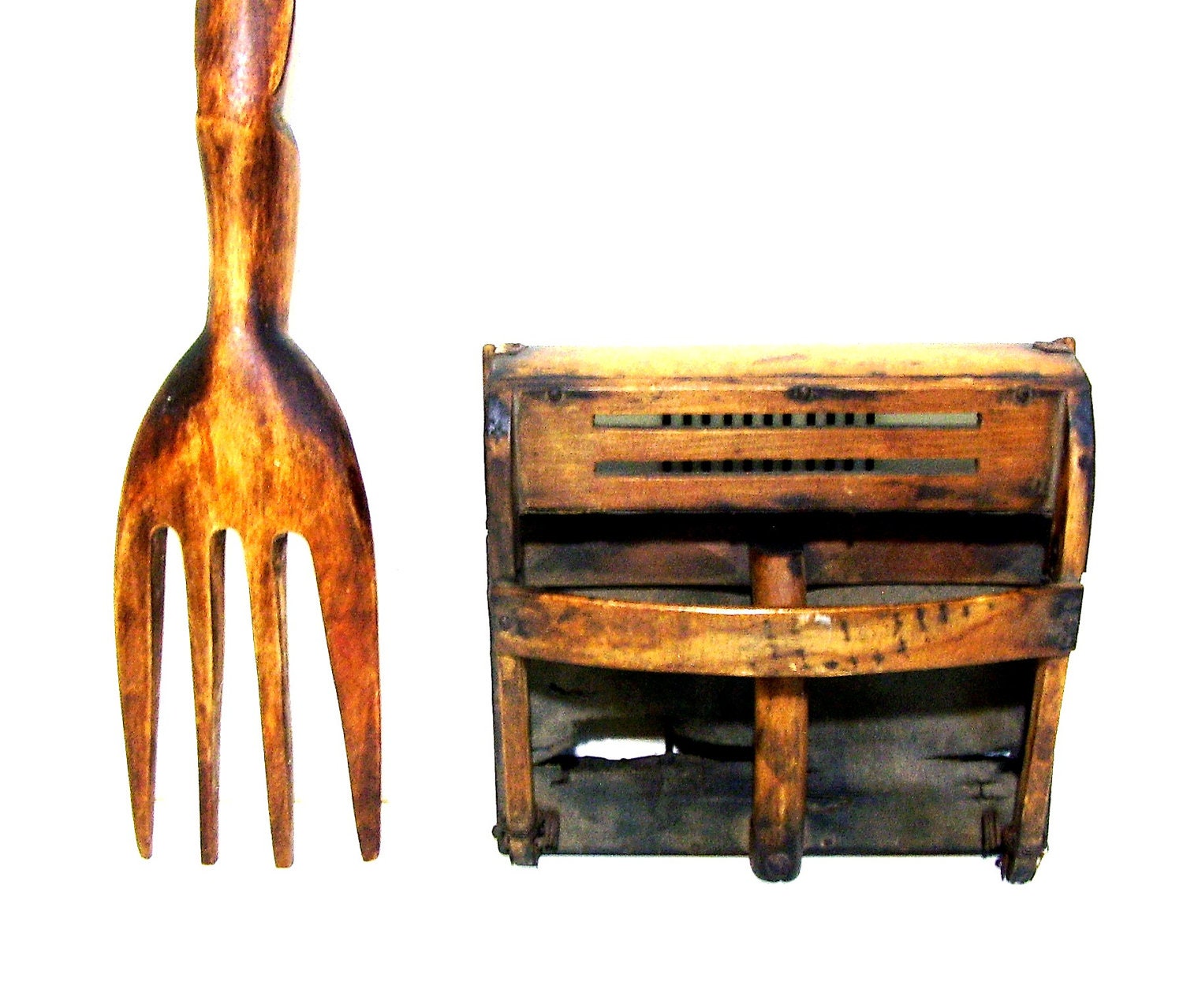 Antique Cranberry Rake Rustic c1800s Cape Cod Wooden Harvesting Tool - OceansideCastle