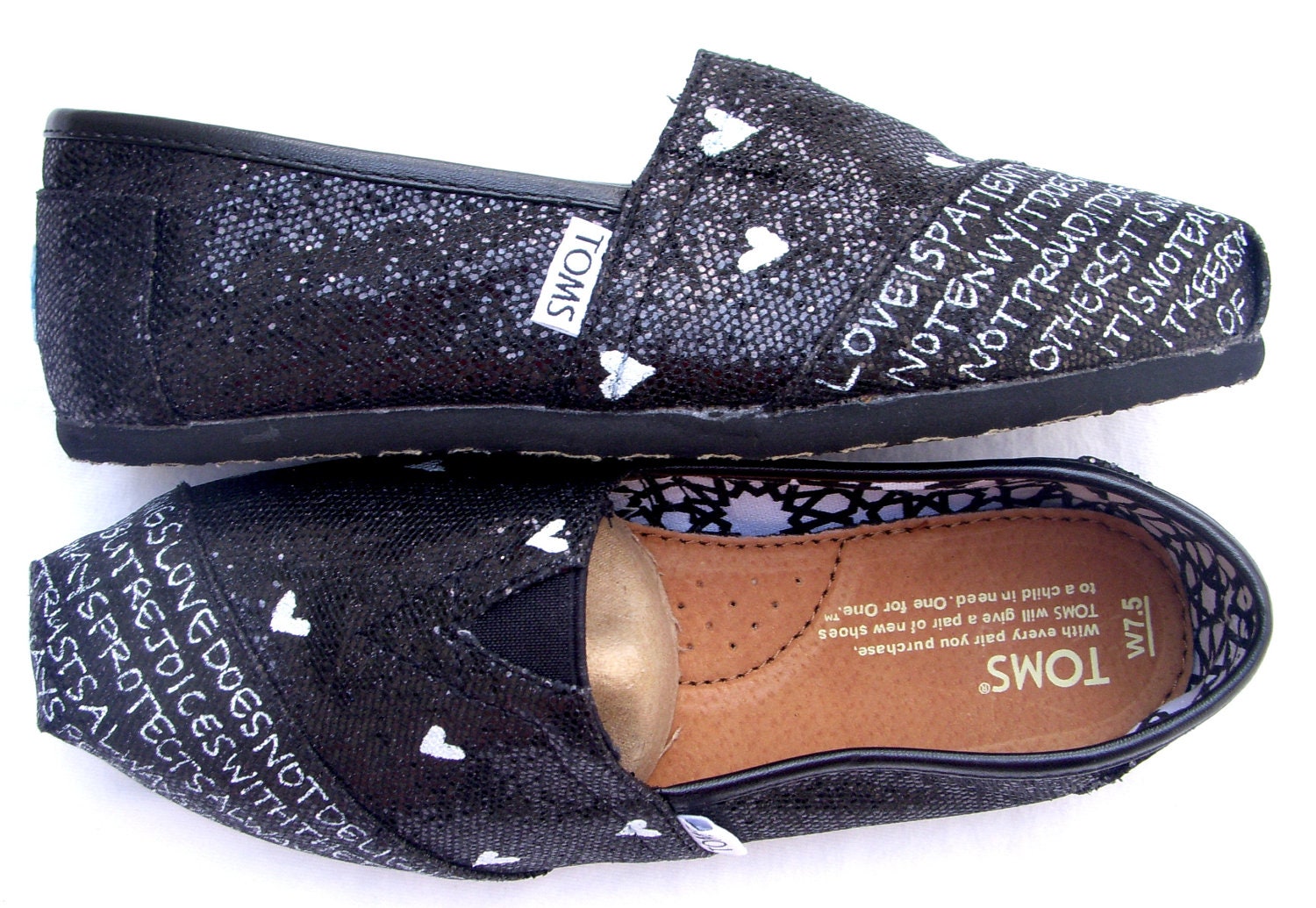 The Juliet - Black and White Glitter Custom TOMS