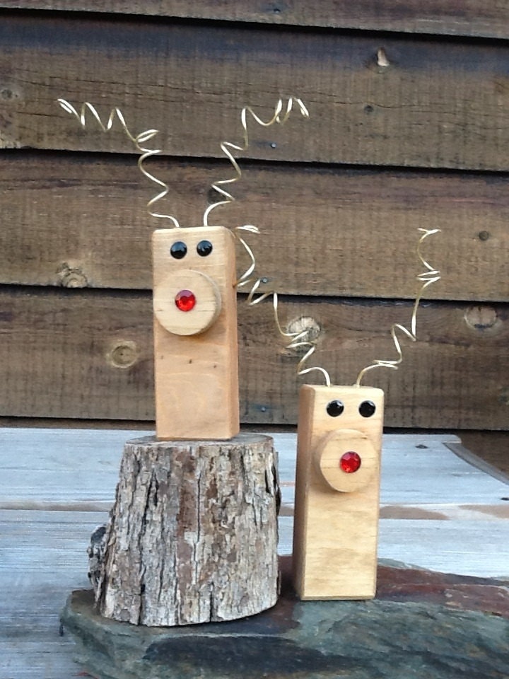 Zany Reindeer Ornament ONE Christmas Salvaged Pine Pieces