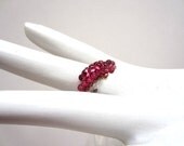 Hand Beaded Ring Fuchsia Dimensional Wave Pattern Size 7