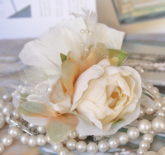 Ivory Bridal Hair Flower, Bridal Fascinator, Wedding Headpiece, Wedding Hair Flower, Bridal Hair Accessory, Hair Clip, Pearl - Ready to Ship