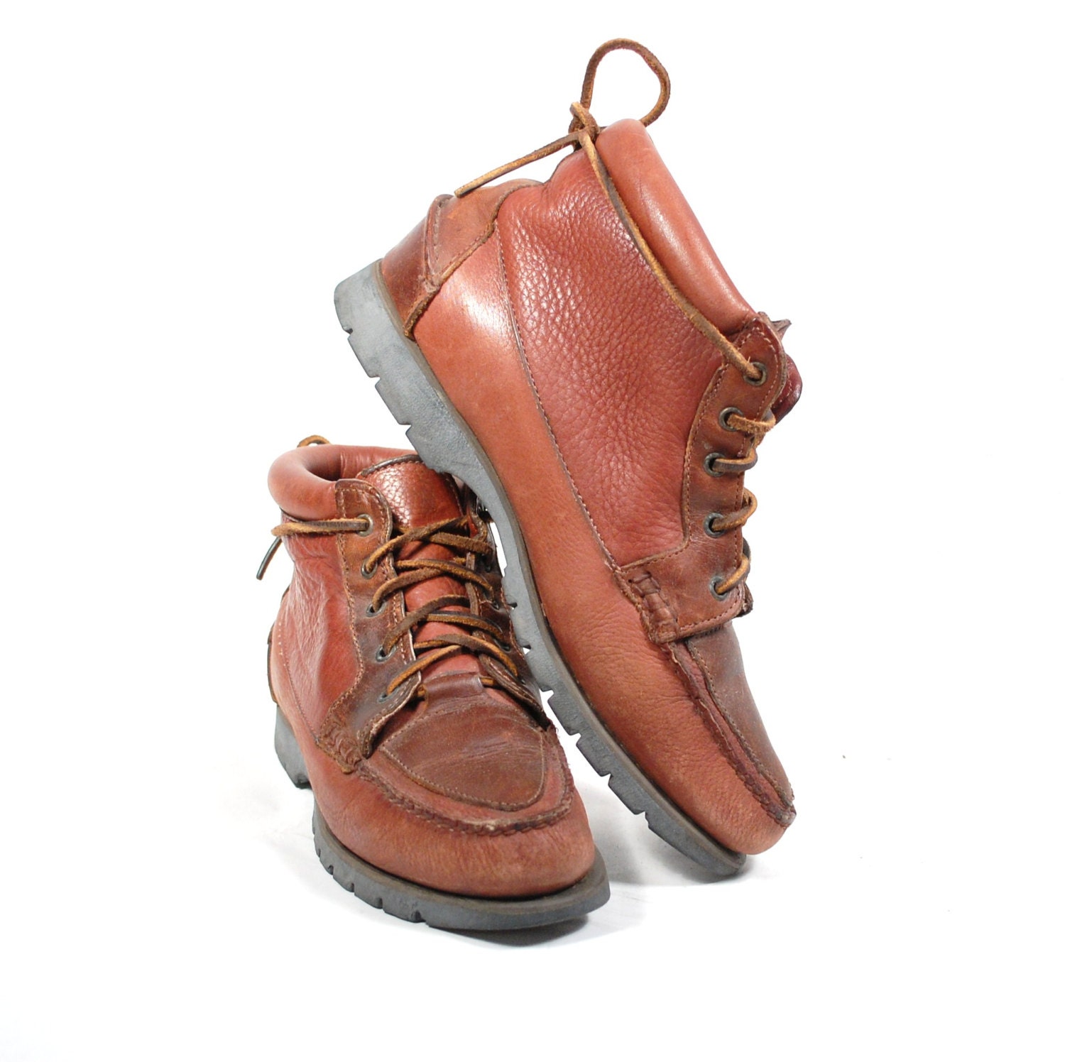 Vintage Womens US 9 1/2 M Rugged Timberland Brown Leather Lace Up Ankle Hiking Work Boots