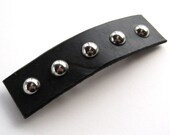Goth Barrette Black Barrette Studded Barrette Hair Clip Leather Barbarian Barrette