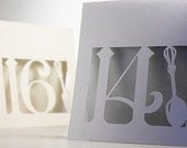 Table Numbers, Spoon and Fork, Vintage Silverware, Cutout, Scrapbook, Papercut by Mama Tita