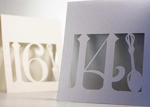 Table Numbers, Spoon and Fork, Vintage Silverware, Cutout, Scrapbook, Papercut by Mama Tita Il_570xn