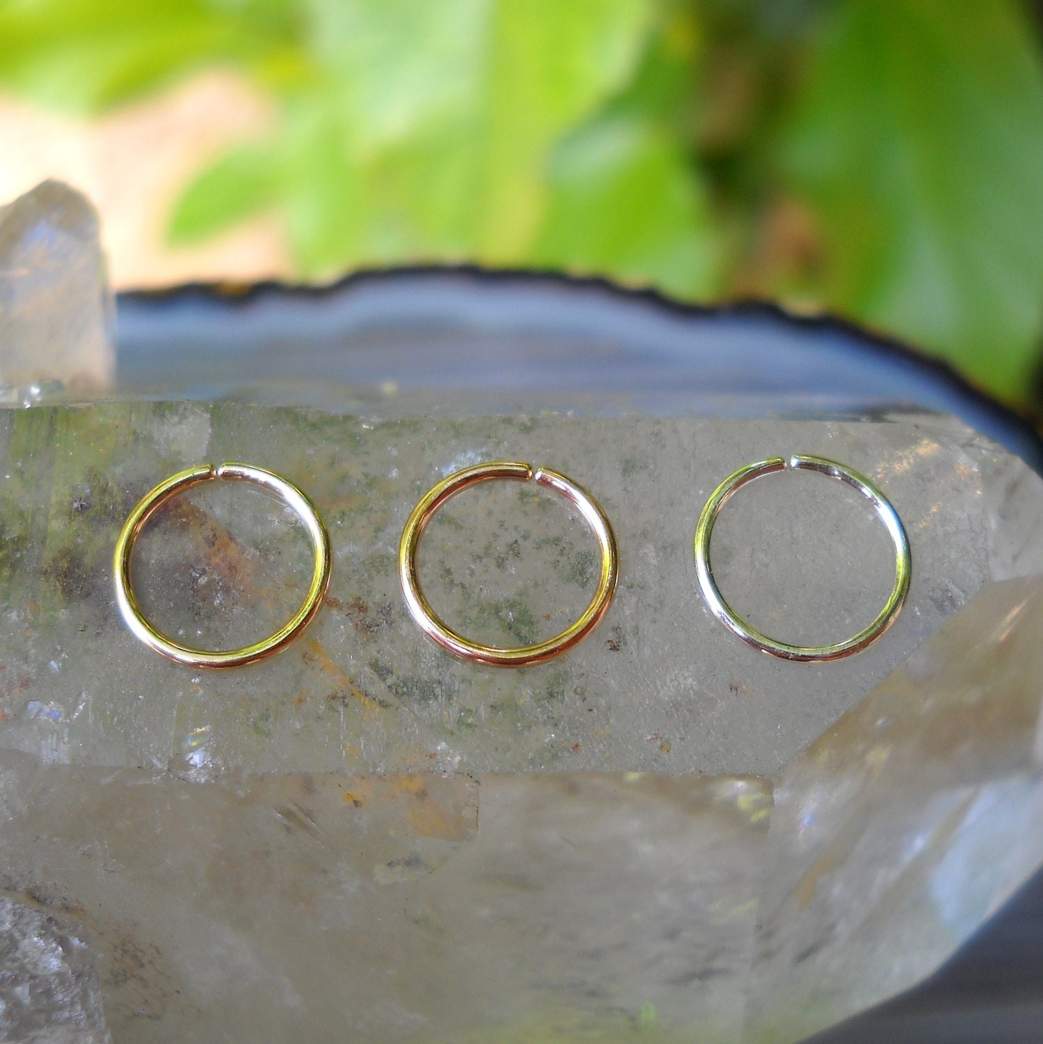 Nose Rings 20guage 8.5mm (7mm inner diameter) Sterling Silver Yellow&Rose Gold  Filled - Set Of 3 Hoops Cartilage/tragus/helix