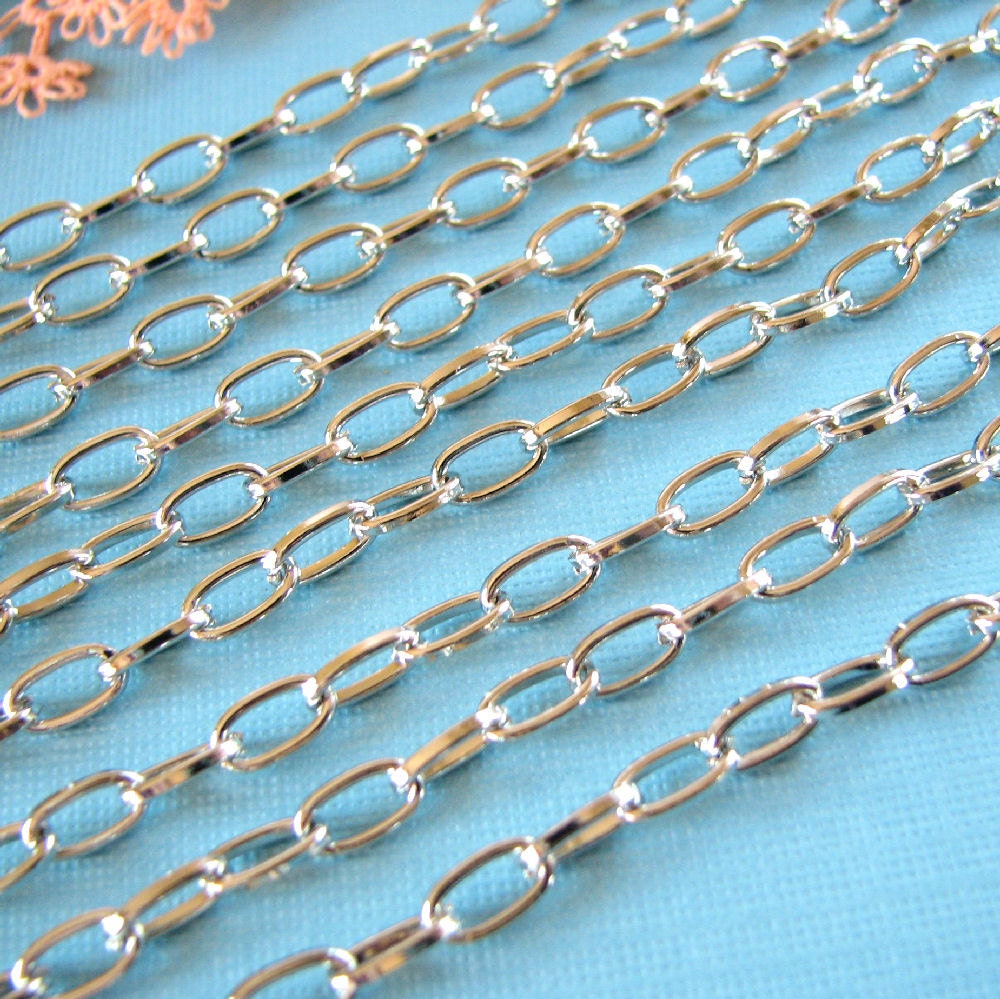 Silver Chain - Open Link Oval Chain Findings 8mm x 4mm ... SOLD PER 10 FEET -- Lead, Nickel, & Cadmium Free Jewelry Finding 94057