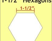 1 1/2 inch hexagons for English paper piecing, 50 pieces
