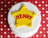 Fondant Sheriff Badge Cake Decoration for a Cowboy or Cowgirl Smash or Birthday Cake