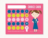 Kids Choice Card, Reward System Printable Girl
