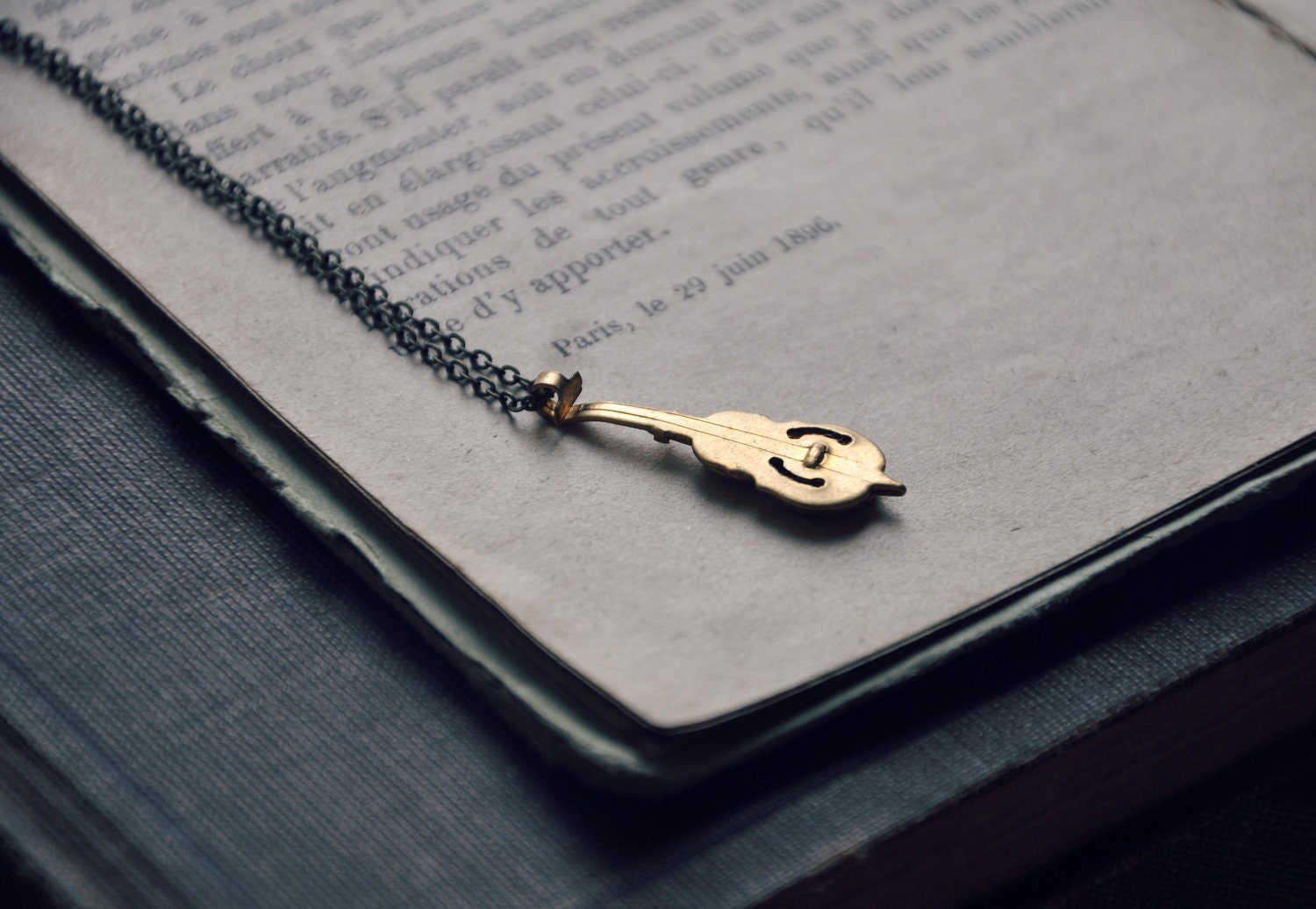 vintage violin necklace.