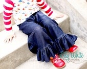 Dashing Denim Knit Ruffle Pants Custom sizes 6m-5T
