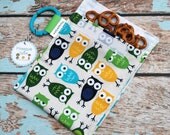 Owl Reusable Sandwich Bag -snack pouch     - As SEEN in Pacific Edge Magazine