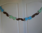 Mustache Bow Tie Banner Garland Brown Blue Green Birthday Party Little Man Bachelor party 40th birthday baby shower Custom colors available Il_170x135