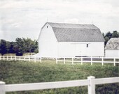 White Barn Photography, Country Decor, Farmhouse Decor, Barn Landscape, Farm Landscape, White, Green, Rustic Home Decor.