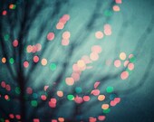 Surreal Lights Home Decor, Holiday Home Decor, Blue Teal Pink Yellow Aqua Turquoise, Surreal Sparkling Lights, Dreamy Woodland Decor.
