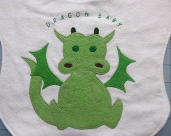 Dragon Baby  Chinese New Year 2012 Zodiac Animal Baby Bib Multiple colors available, made to order.