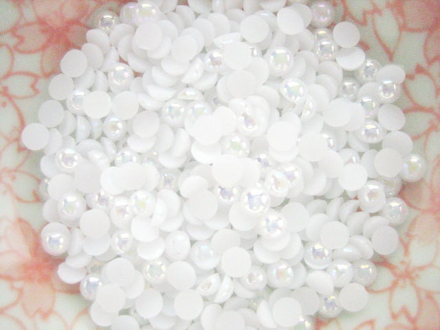 100pcs - White AB Flatback Pearls Decoden (5mm) PE20005