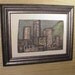 Signed Original Art Pottery CityScape Wall Sculpture Framed Mid-Century Modern