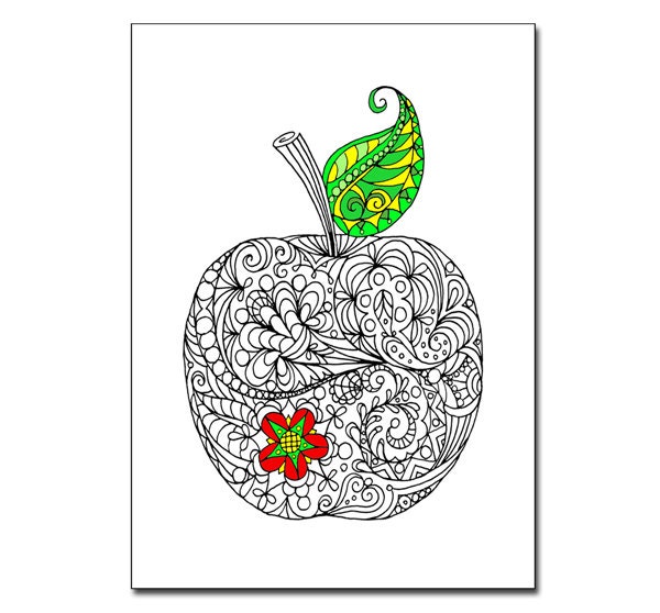 Apple 5x7 Card and Bookmark Doodle Set