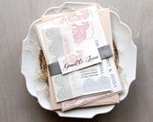 Ruffled Romance - Lace Wedding Invitation, Romantic, Floral, Peach, Ivory, Blush - Purchase for a Sample (As Seen on Style Me Pretty)