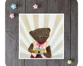 Children's wall art print, teddy bear, boy's room decor, nursery animal decor by inameliart