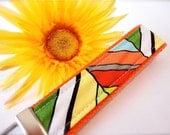 Beautiful Key Fob/Chain Wristlet Paula Prass Botanika Chevron in Meadow