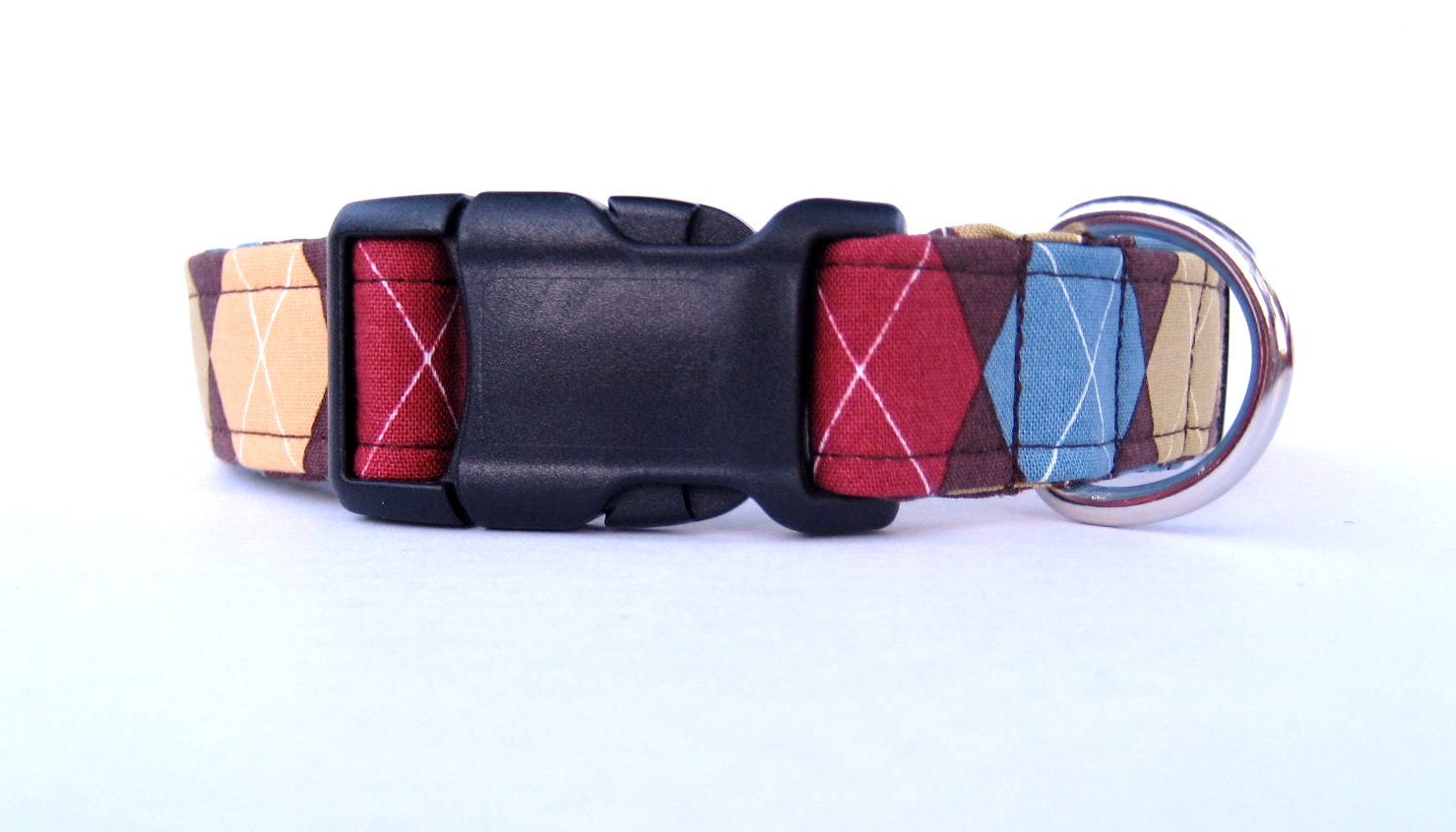 Brown Argyle Dog Collar -1" Wide - Medium & Large sizes