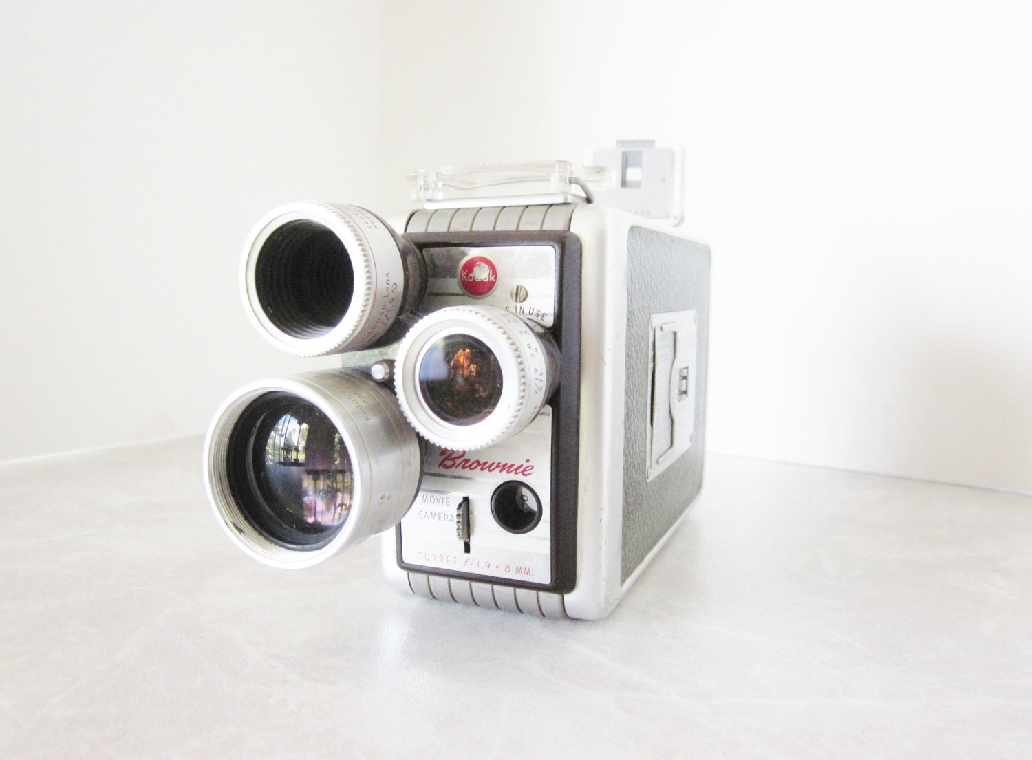 Vintage Kodak Movie Camera Brownie 3 lens Mid Century Electronics Decor - LittleRedPolkaDots