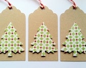 Christmas Holiday Gift Tags, Christmas Tree Gift Tags, Kraft Gift Tags, Set of 6