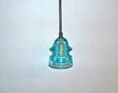Light Blue Insulator Pendant Light Original Professionally Handmade Vintage baby blue Insulator Pendant Light antique lighting
