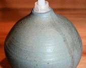 Blue pottery soap dispenser, blue lotion dispenser, kitchen or bathroom pottery, wheel thrown pottery