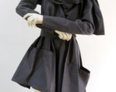 Maria Severyna Black Italian Slate Grey Wool Jacket Coat Steampunk