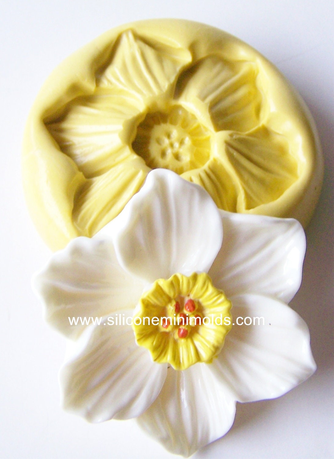 Daffodil mold 125 - silicone mold, craft mold, porcelain mold, jewelry mold, food mold, pop up mold, clays mold, flexible mold