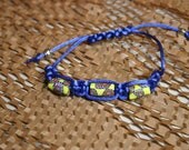 Sky Blue Knotted Silk Bracelet with Vintage Polymer Beads